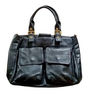 Vintage Wilson’s Leather Black Genuine Leather Tote Bag 15” x 11” x 5” Y2K